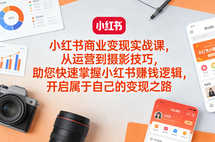 小红书商业变现实战课,从运营到摄影技巧,助您快速掌握小红书賺钱逻辑,开启属于自己的变现之路-海淘下载站