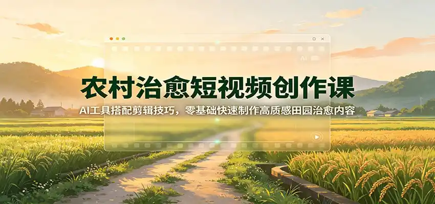 农村治愈短视频创作课：AI工具搭配剪辑技巧，零基础快速制作高质感田园治愈内容-海淘下载站