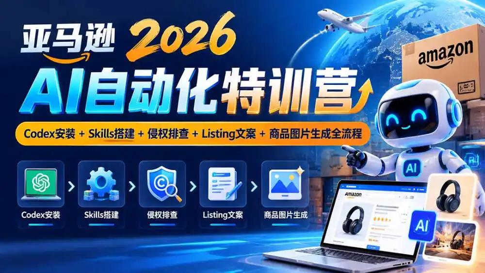 亚马逊2026AI自动化-10月特训营：Codex安装+Skills搭建+侵权排查+Listing文案+商品图片生成全流程-海淘下载站