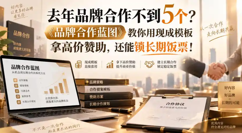 去年品牌合作不到5个？《品牌合作蓝图》教你用现成模板拿高价赞助，还能锁长期饭票！【原创双语字幕】-海淘下载站