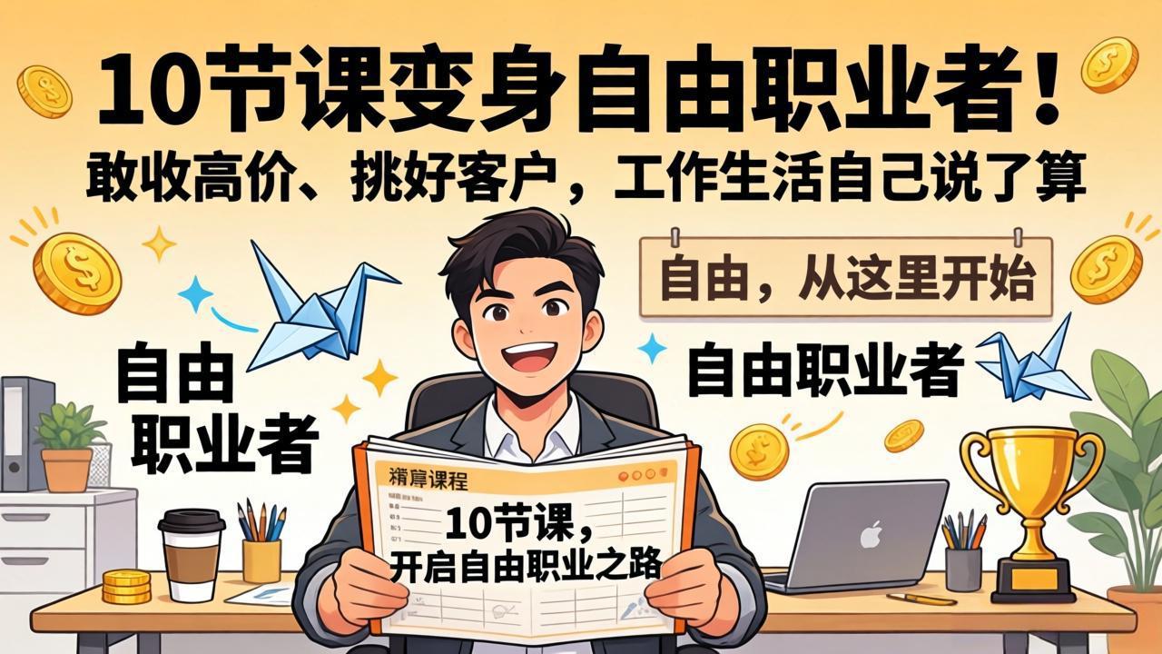10 节课变身自由职业者!敢收高价、挑好客户,工作生活自己说了算-海淘下载站