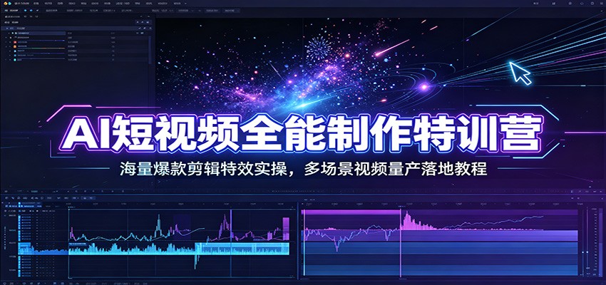 AI短视频全能制作特训营：海量爆款剪辑特效实操，多场景视频量产落地教程-海淘下载站