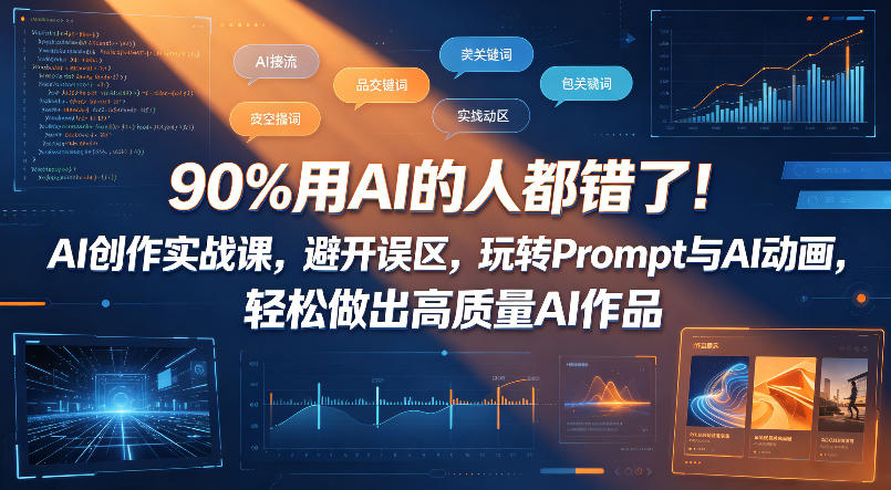 90%用AI的人都错了!AI创作实战课,避开误区,玩转Prompt与AI动画,轻松做出高质量AI作品-海淘下载站