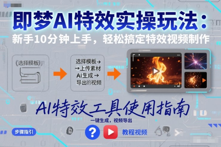 即梦AI特效实操玩法：新手10分钟上手，轻松搞定特效视频制作-海淘下载站