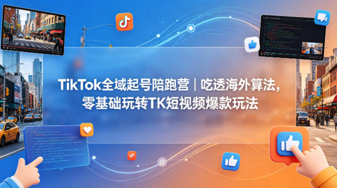 TikTok全域起号陪跑营｜吃透海外算法，零基础玩转TK短视频爆款玩法-海淘下载站