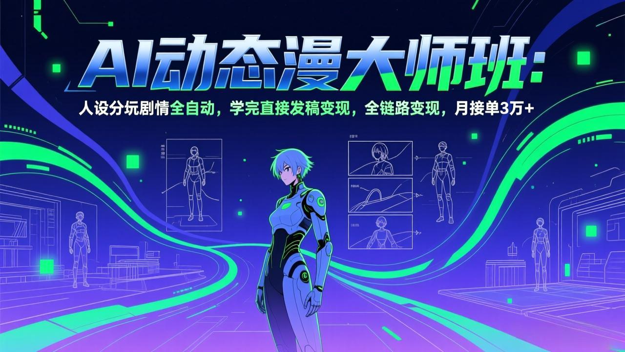 AI动态漫剧大师班：人设分镜剧情全自动，学完直接发稿变现，全链路变现，月接单3万+-海淘下载站