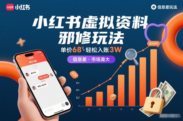 小红书虚拟资料邪修玩法，单价68，轻松入账3W，信息差玩法，市场庞大-海淘下载站