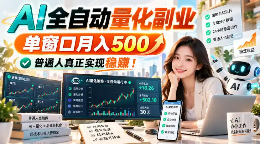 AI全自动量化副业,单窗口月入500,普通人真正实现稳賺!【揭秘】-海淘下载站