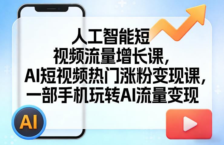 人工智能短视频流量增长课，AI短视频热门涨粉变现课，一部手机玩转AI流量变现-海淘下载站