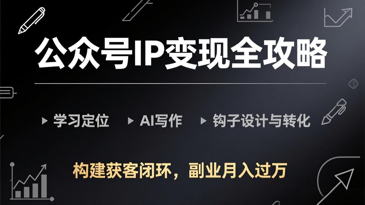 公众号IP变现全攻略-更新，学习定位、AI写作、钩子设计与转化，构建获客闭环，副业月入过万-海淘下载站