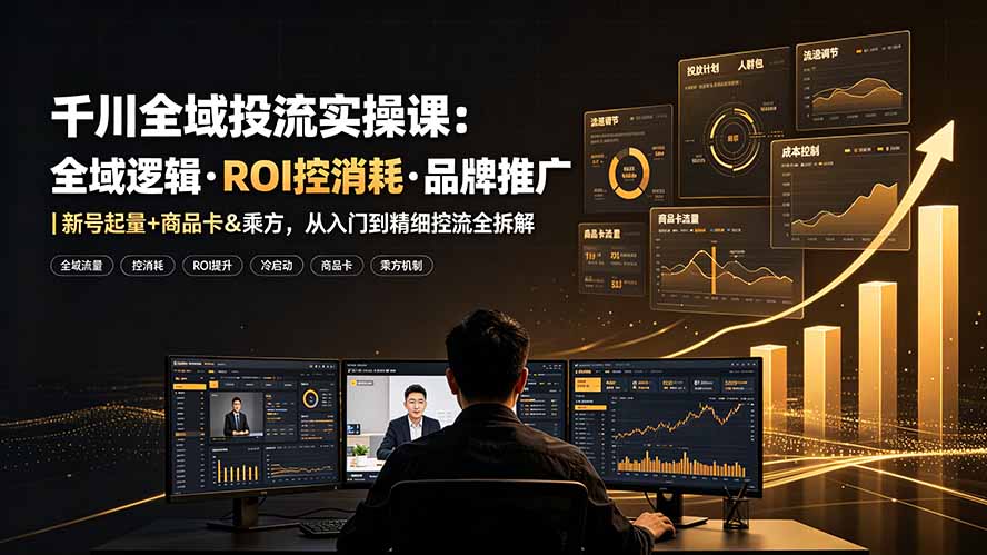 千川全域投流实操课:全域逻辑·ROI控消耗·品牌推广|新号起量+商品卡&乘方,从入门到精细控流全拆解-海淘下载站