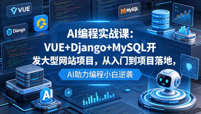 AI编程实战课：VUE+Django+MySQL开发大型网站项目，从入门到项目落地，AI助力编程小白逆袭-海淘下载站