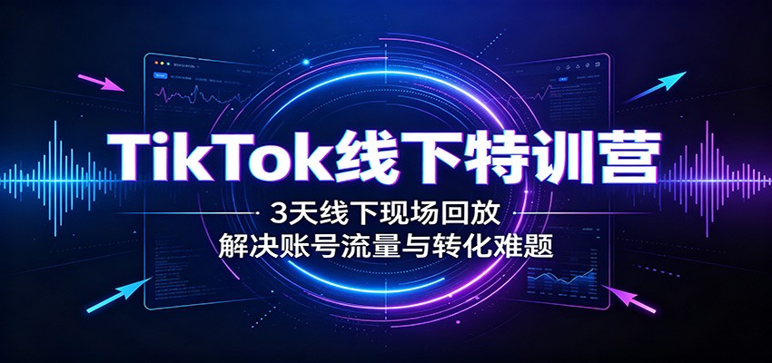 TikTok线下特训营：3天线下现场回放，解决账号流量与转化难题-海淘下载站
