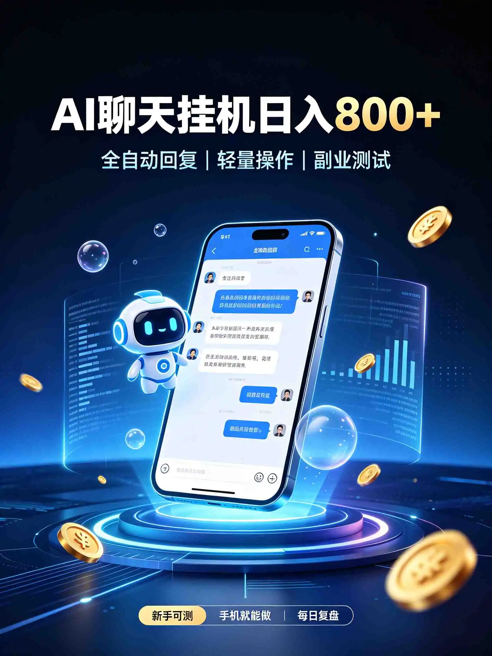AI聊天挂机，日入800+，适用个人副业，工作室矩阵操作-海淘下载站