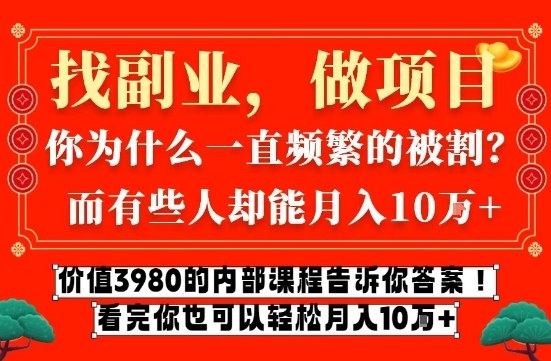 价值3980的网创内部课程，告诉你互联网创业月入10个W的秘密【揭秘】-海淘下载站
