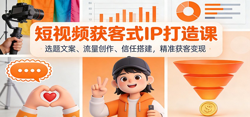 短视频获客式IP打造课：选题文案、流量创作、信任搭建，精准获客变现-海淘下载站
