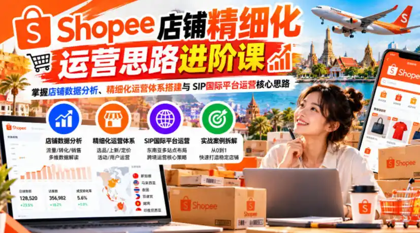 Shopee店铺精细化运营思路进阶课,掌握店铺数据分析、精细化运营体系搭建与SIP国际平台运营核心思路-海淘下载站
