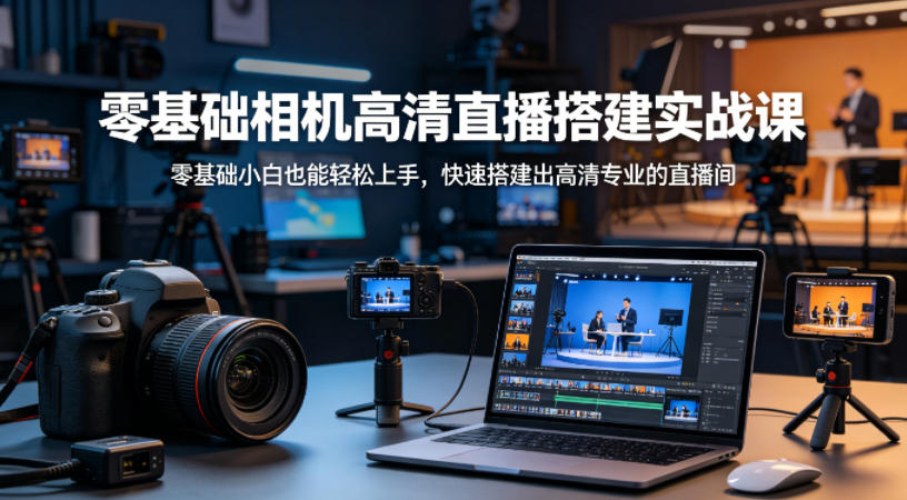 零基础相机高清直播间搭建实战课,小白也能轻松上手,快速搭建出高清专业的直播间-海淘下载站