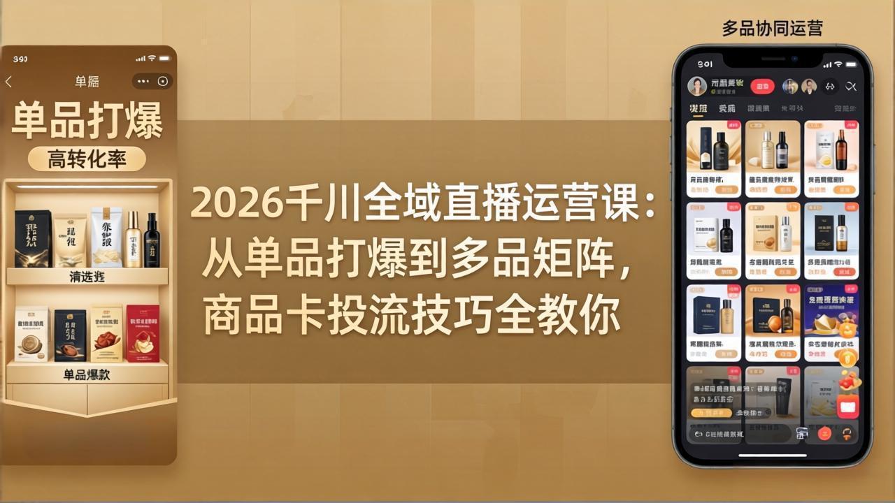 2026千川全域直播运营课:从单品打爆到多品矩阵,商品卡投流技巧全教你-海淘下载站