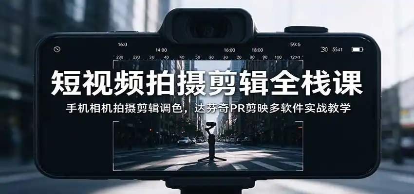 短视频拍摄剪辑全栈课:手机相机拍摄剪辑调色,达芬奇PR剪映多软件实战教学-海淘下载站