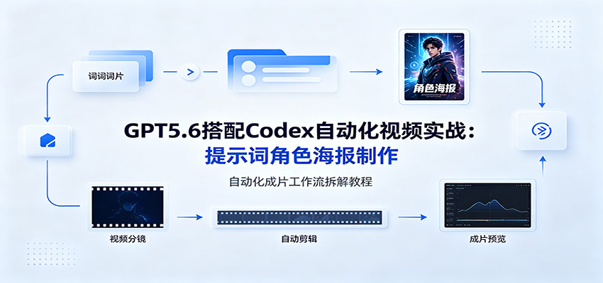 GPT5.6搭配Codex自动化视频实战：提示词角色海报制作，自动化成片工作流拆解教程-海淘下载站