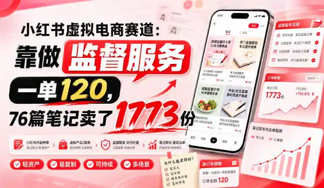 小红书虚拟电商赛道：靠做监督服务，一单120，76篇笔记卖了1773份-海淘下载站