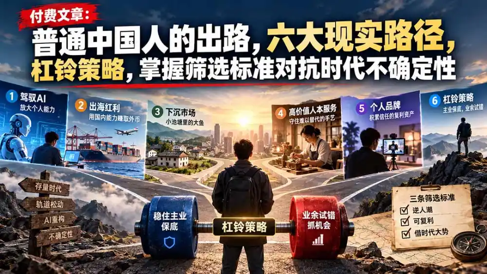 付费文章:普通中国人的出路,六大现实路径,杠铃策略,掌握筛选标准对抗时代不确定性-海淘下载站
