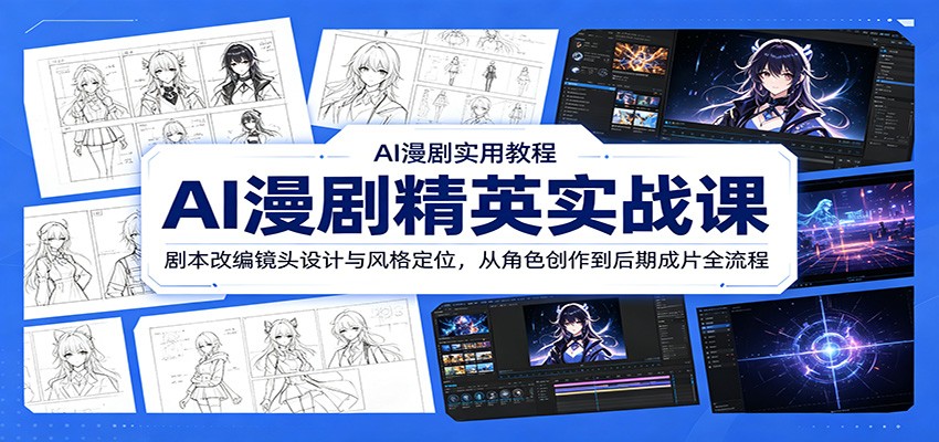 AI漫剧精英实战课：剧本改编镜头设计与风格定位，从角色创作到后期成片全流程-海淘下载站