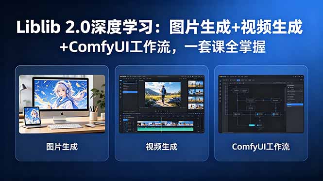 Liblib 2.0深度学习：图片生成+视频生成+ComfyUI工作流，一套课全掌握-海淘下载站