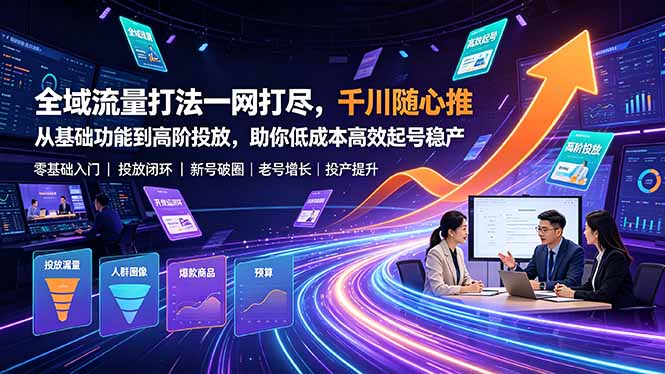 全域流量打法一网打尽,千川随心推从基础功能到高阶投放,助你低成本高效起号稳产-海淘下载站