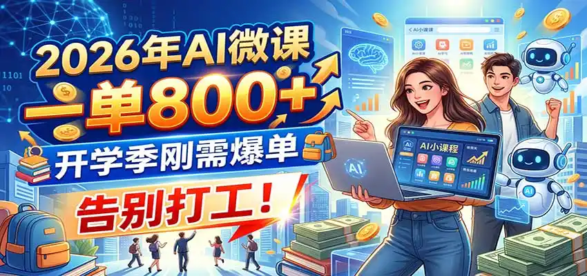 2026年AI微课，一单800+，开学季刚需爆单，告别打工！-海淘下载站