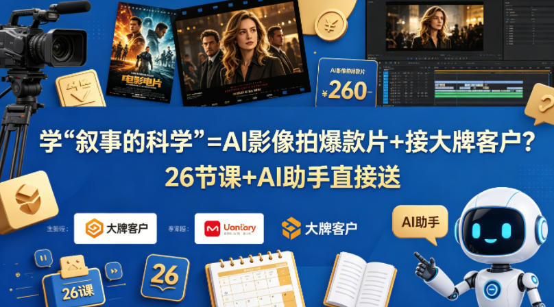 学《叙事的科学》=AI影像拍爆款片+接大牌客户？26节课+AI助手直接送【原创双语字幕】-海淘下载站