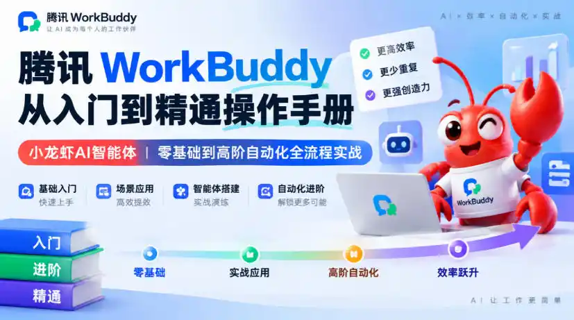 腾讯WorkBuddy从入门到精通操作手册|小龙虾AI智能体,零基础到高阶自动化全流程实战【文档】-海淘下载站