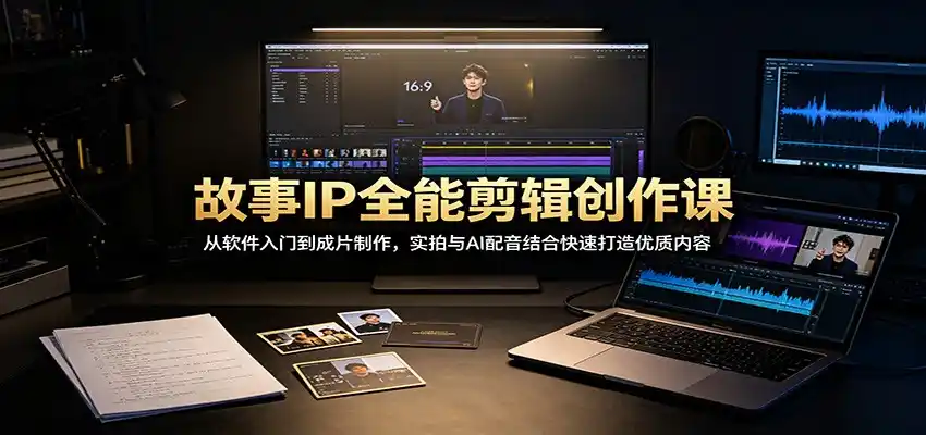 故事IP全能剪辑创作课：从软件入门到成片制作，实拍与AI配音结合快速打造优质内容-海淘下载站
