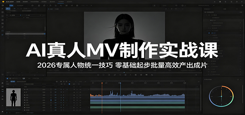 AI真人MV制作实战课：2026专属人物统一技巧，零基础起步批量高效产出成片-海淘下载站