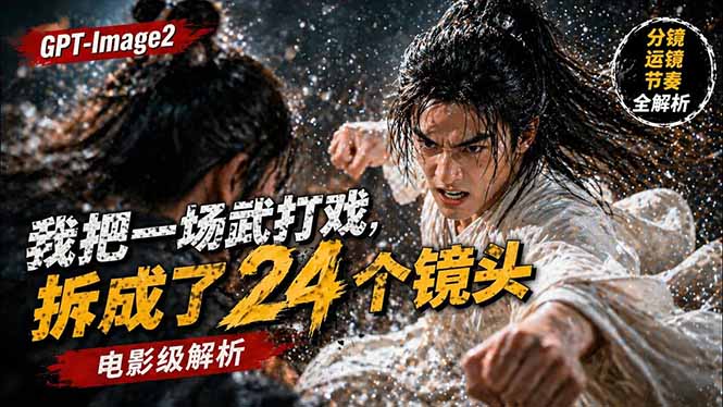 用GPT-Image2，把一段武打对决拆成24个连续镜头，从人物建立、动作衔接、运镜节奏，到情绪爆发-海淘下载站