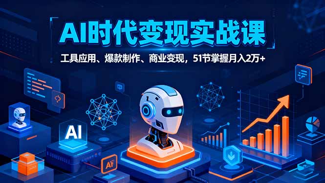 AI时代全场景实战课，工具应用、爆款制作、商业变现，51节掌握月入2万+-海淘下载站