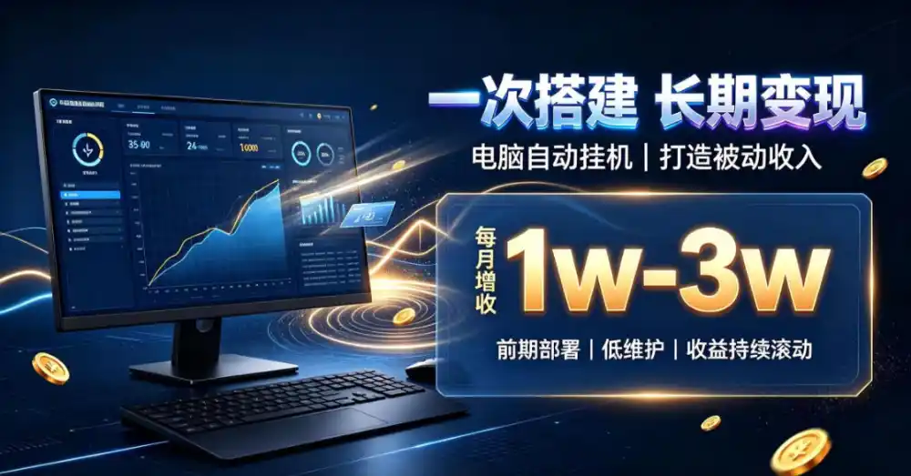 一份投入长期收益，电脑自动挂G类目，搭建被动收入每月增收1w-3w【揭秘】-海淘下载站